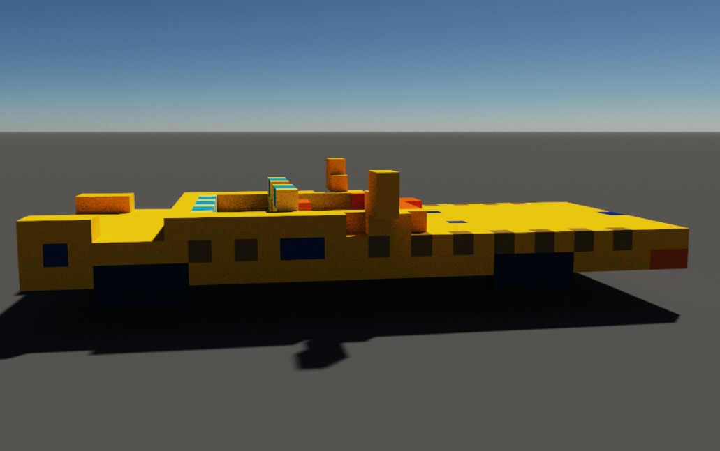 Taxi in voxel blocks  3D model_6