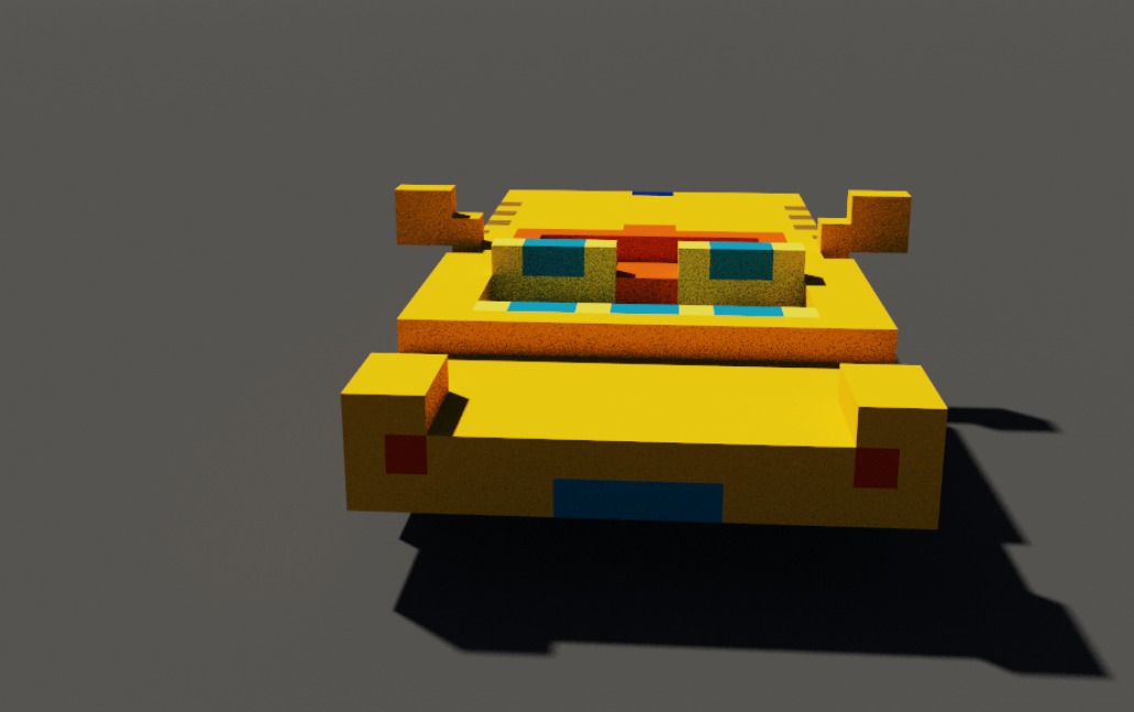 Taxi in voxel blocks  3D model_8
