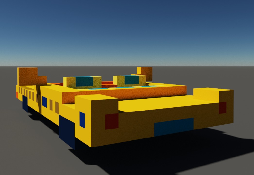 Taxi in voxel blocks  3D model_1
