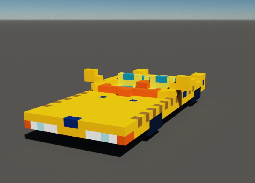 Taxi in voxel blocks  3D model_2