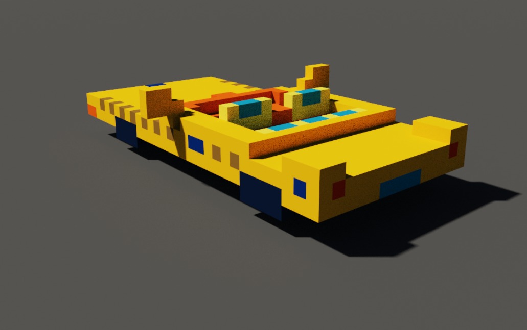 Taxi in voxel blocks  3D model_9