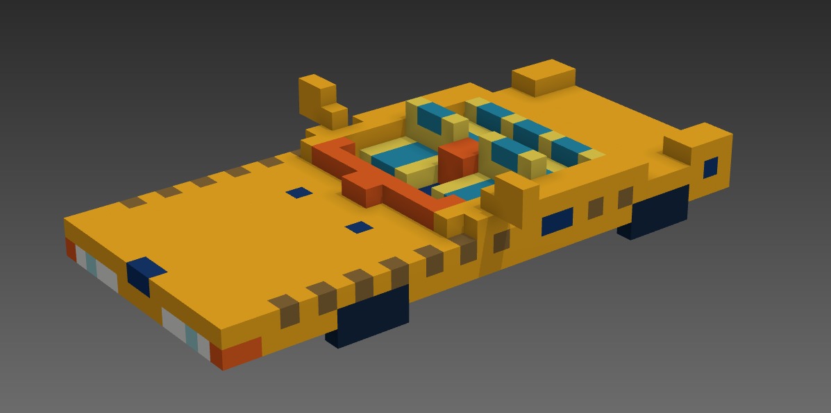 Taxi in voxel blocks  3D model_17