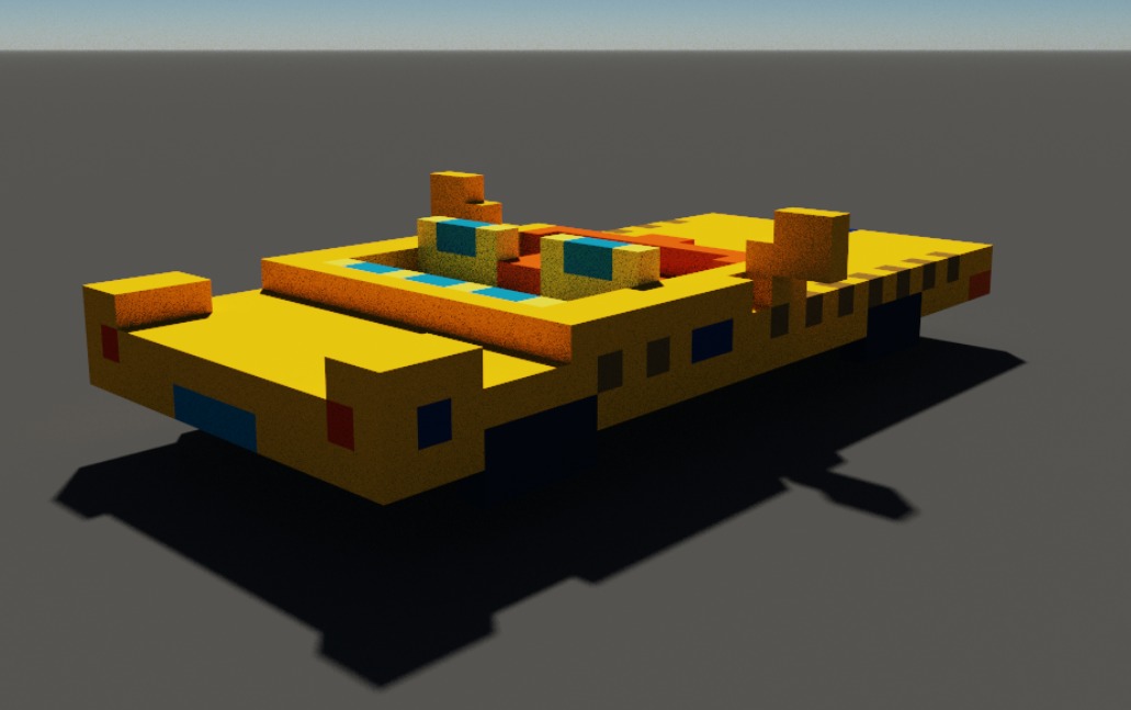 Taxi in voxel blocks  3D model_7