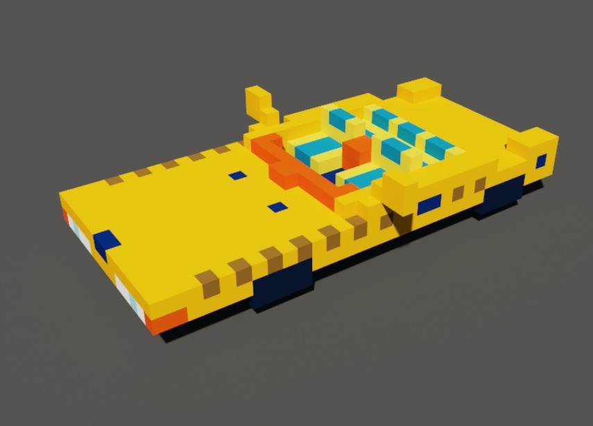 Taxi in voxel blocks  3D model_3