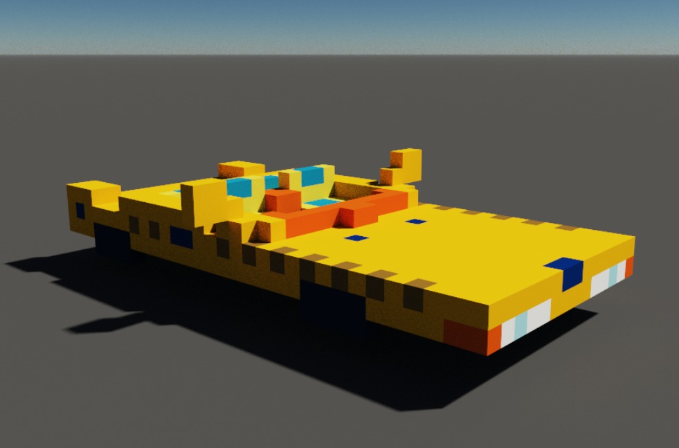 Taxi in voxel blocks  3D model_5