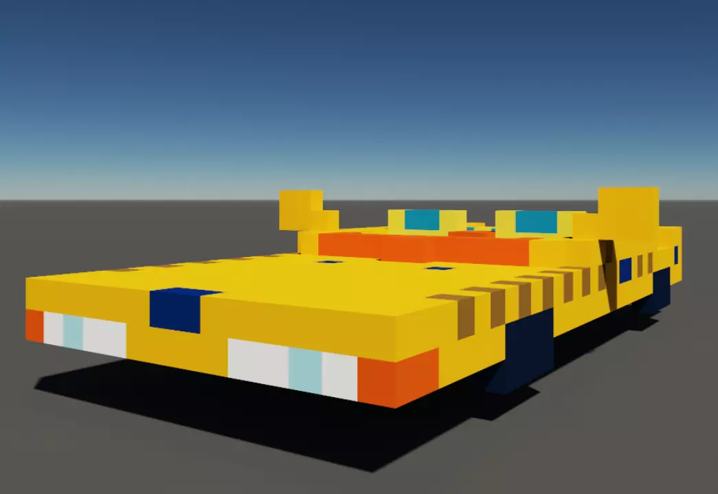 Taxi in voxel blocks  3D model_0