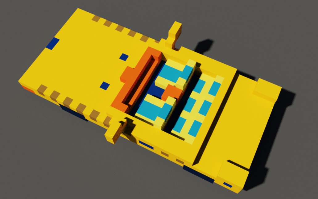 Taxi in voxel blocks  3D model_12