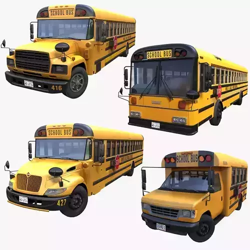 School buses 3D Model Collection