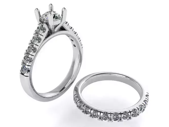 Round Diamond Ring With Band 1103