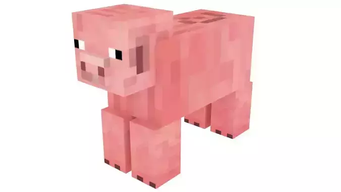 Walking Minecraft Pig 3D model