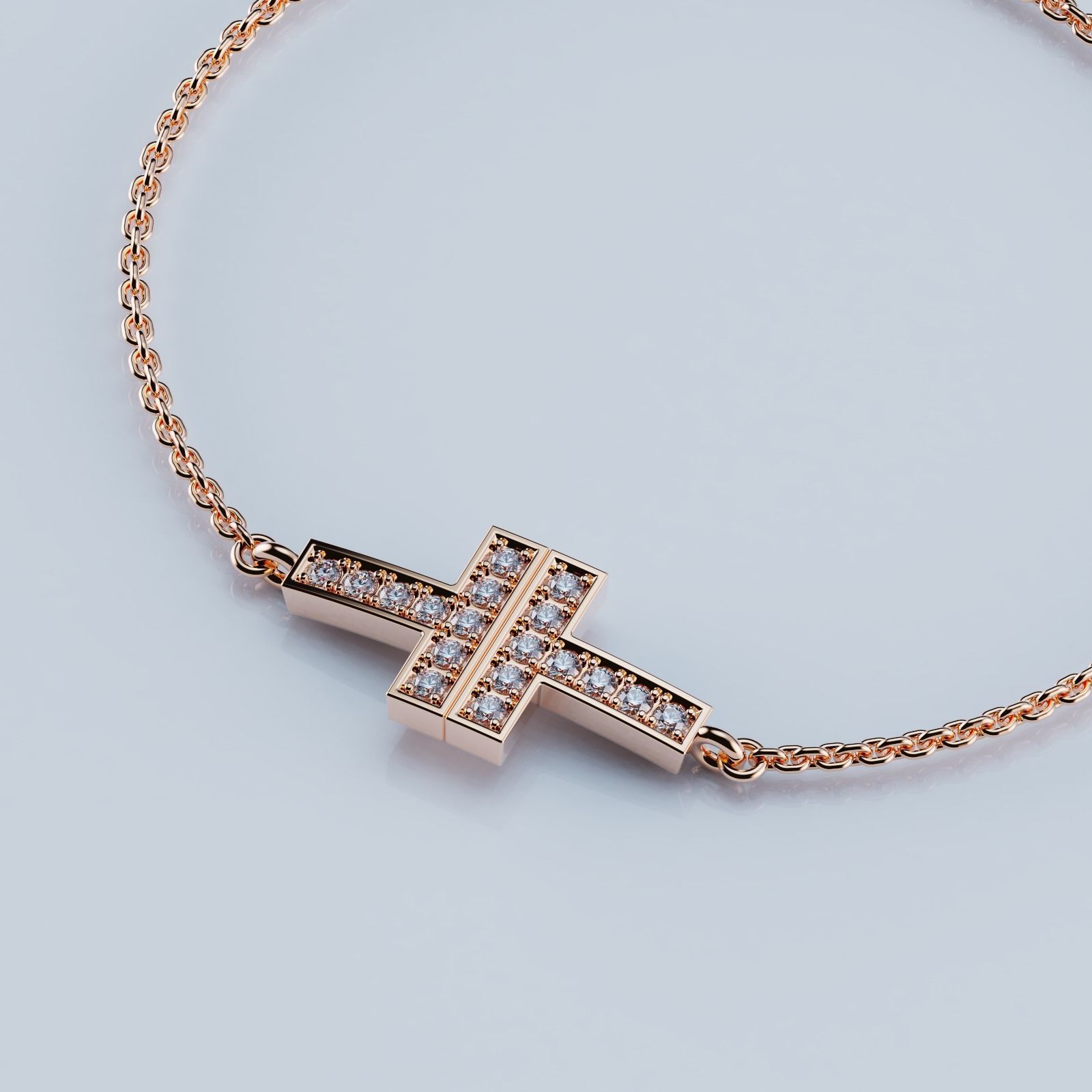 Diamond Double Chain Bracelet T 3D print model_2