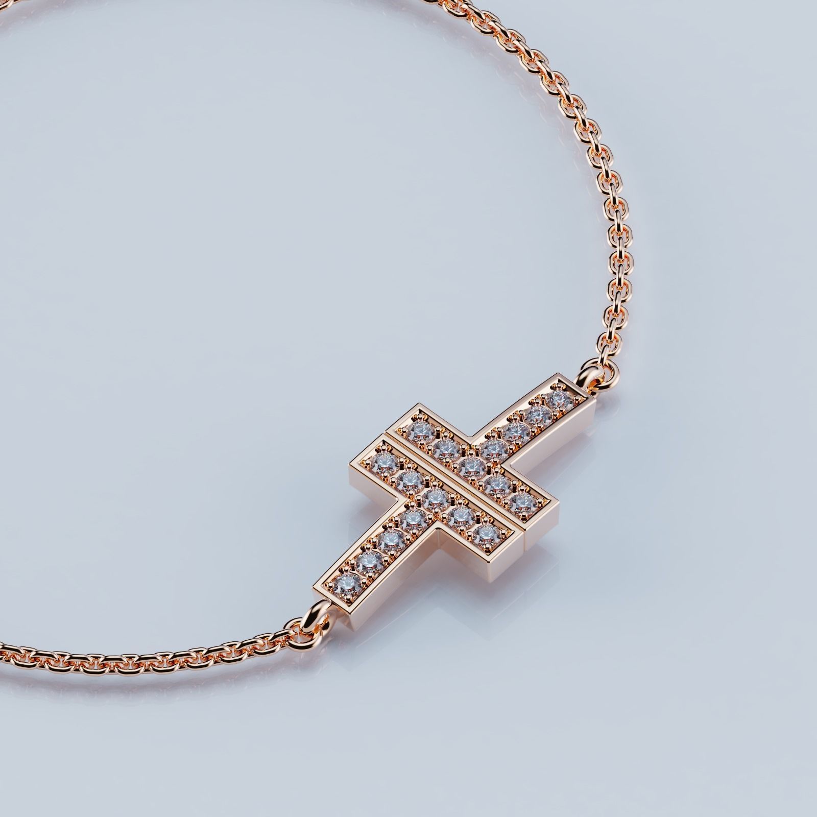 Diamond Double Chain Bracelet T 3D print model_3