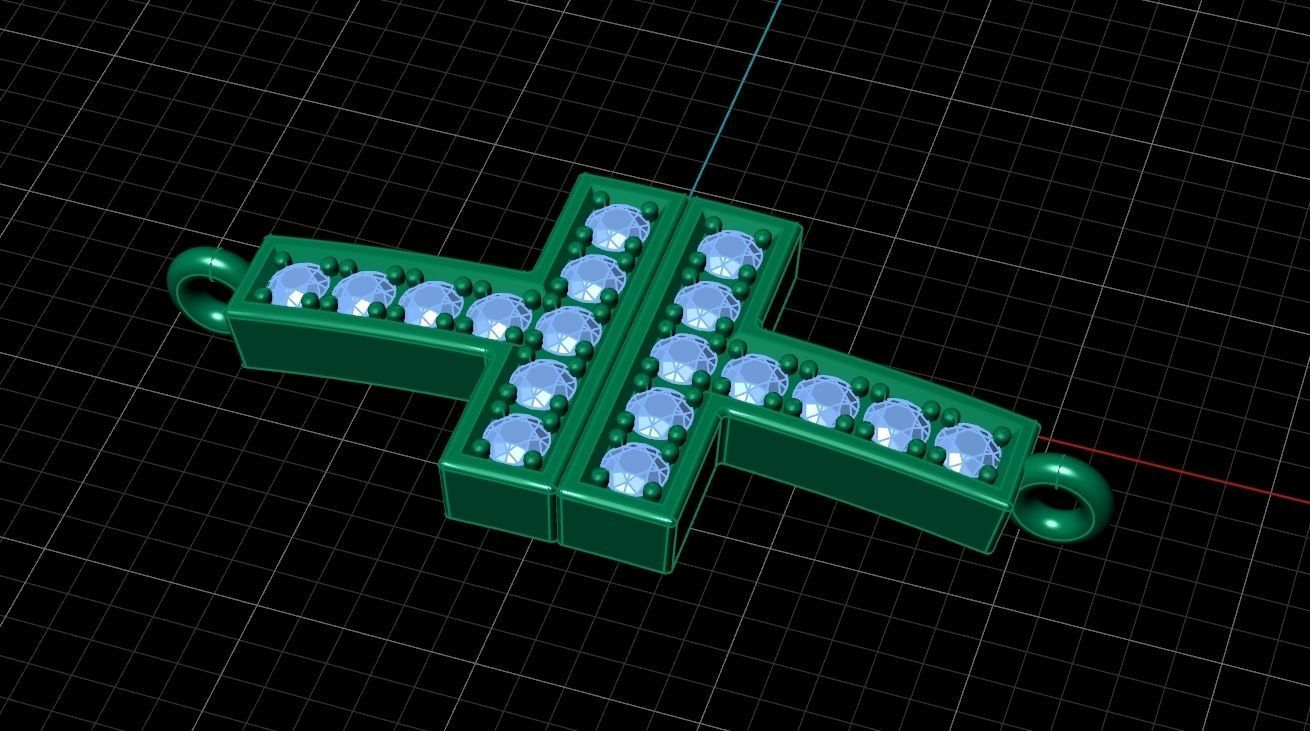 Diamond Double Chain Bracelet T 3D print model_7