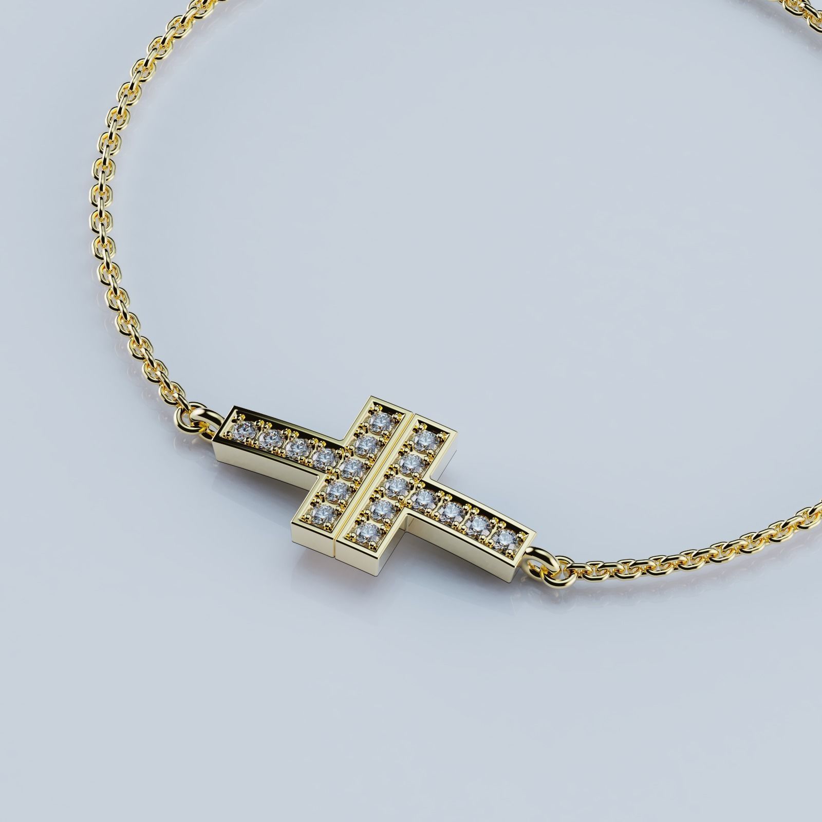 Diamond Double Chain Bracelet T 3D print model_4