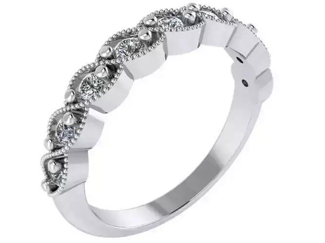 Round Diamond Milgrain Ring 1114