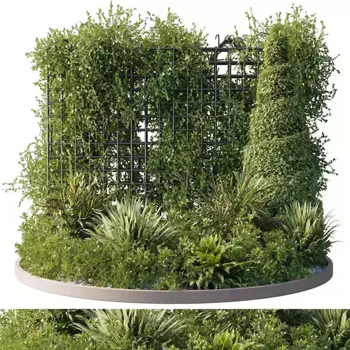 A Garden of Plants shrubs and palms - outdoor garden set 187 Low-poly 3D model