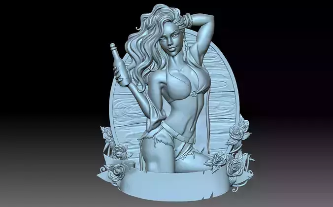 The girl with the bottle 3D print model