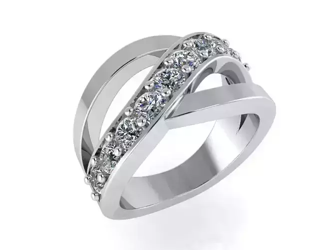 Diamond Crossed Ring 1118