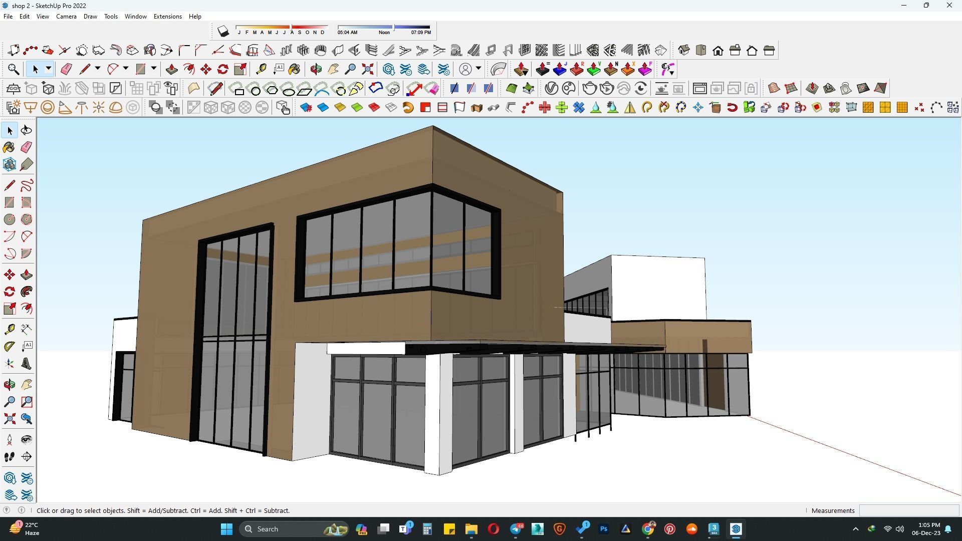 Shop building along with clock tower 3D model_3