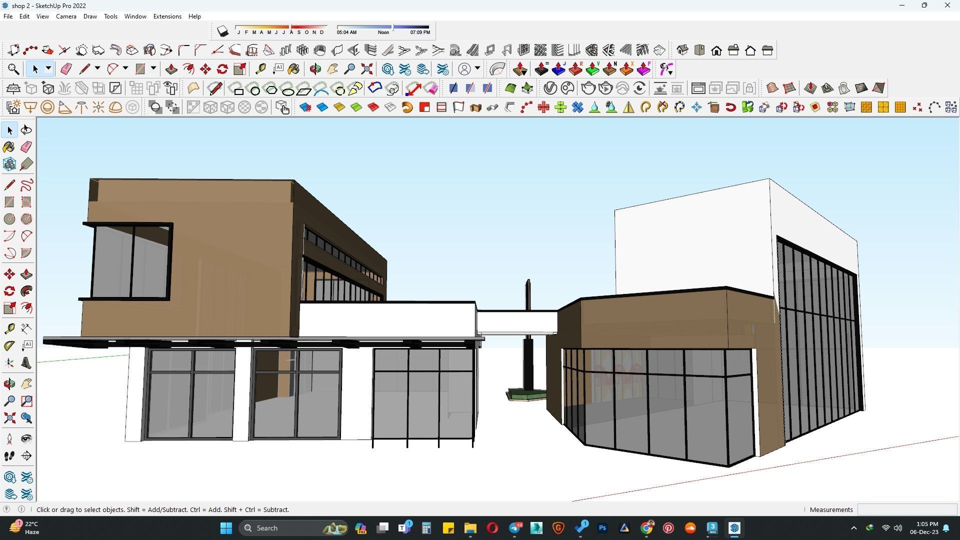 Shop building along with clock tower 3D model_2