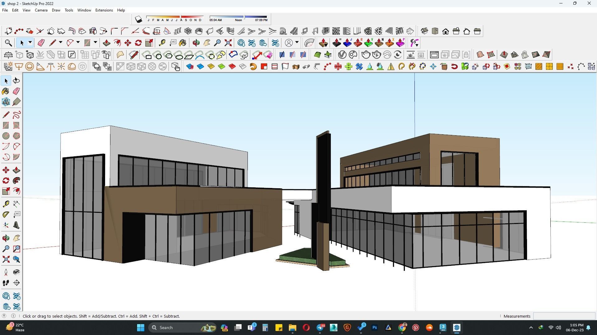 Shop building along with clock tower 3D model_5