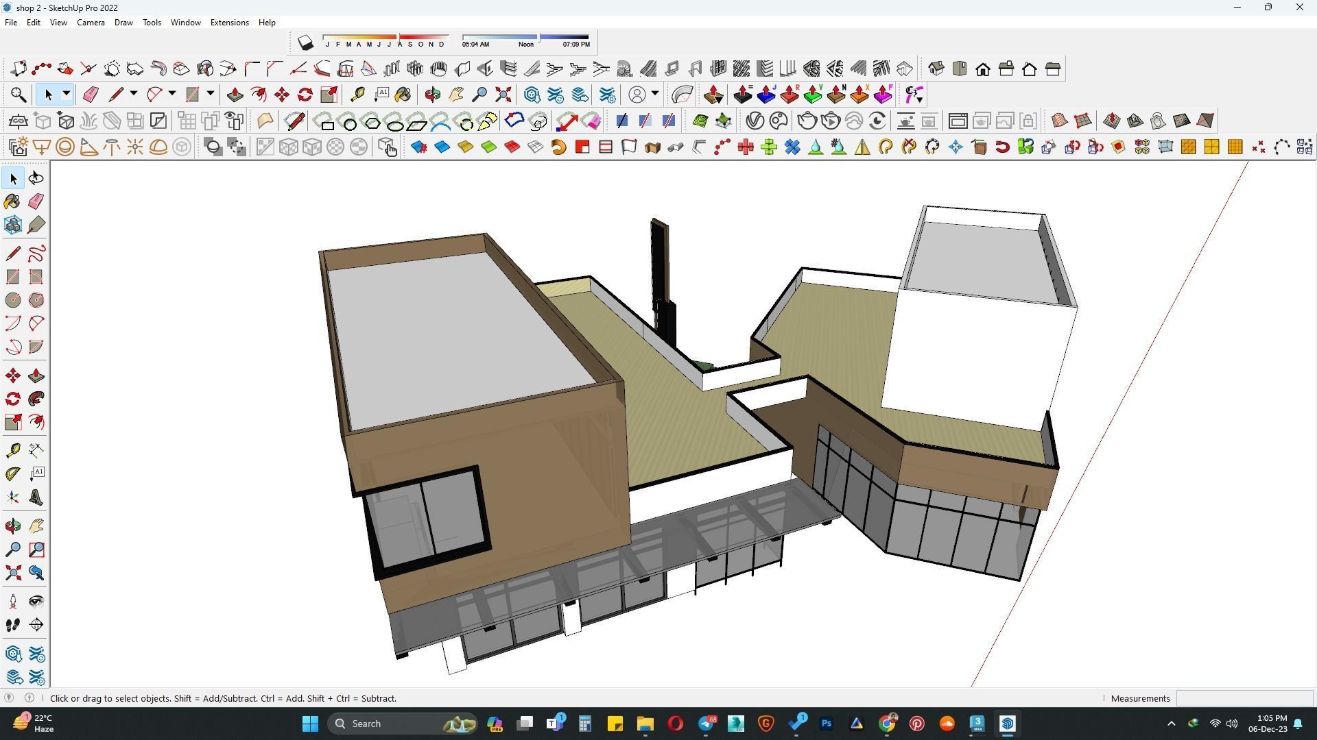 Shop building along with clock tower 3D model_4