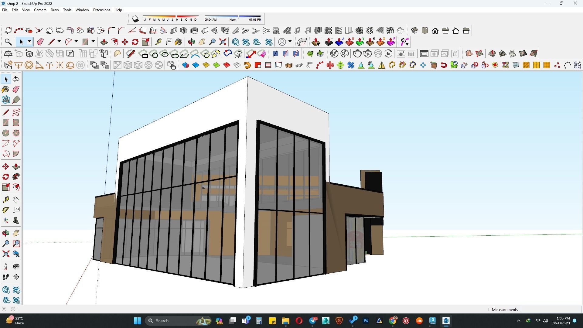 Shop building along with clock tower 3D model_1