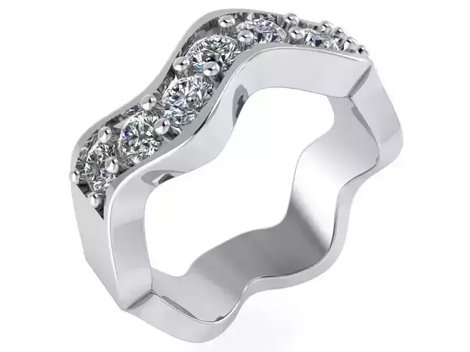 Wavy Diamond Band Ring 1126