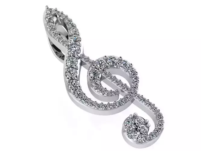 Treble Clef Diamond Pendant 1127