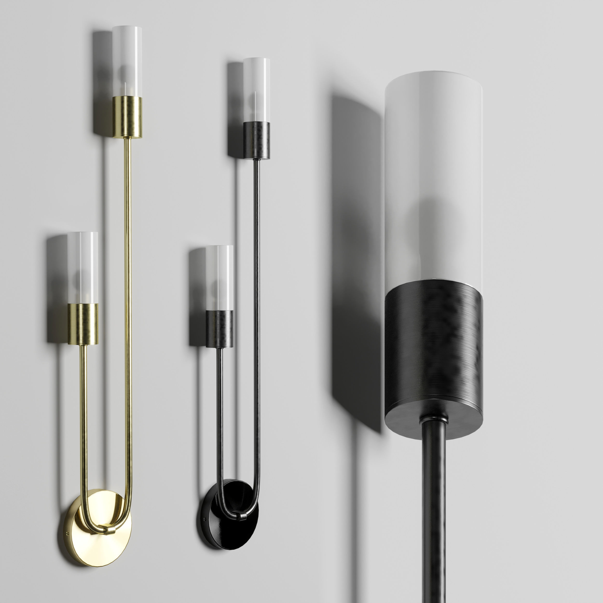 TSHOP Hot Sale LED Wall Lamp Nordic Brass Wall Lamp Bedroom Low-poly 3D model_1