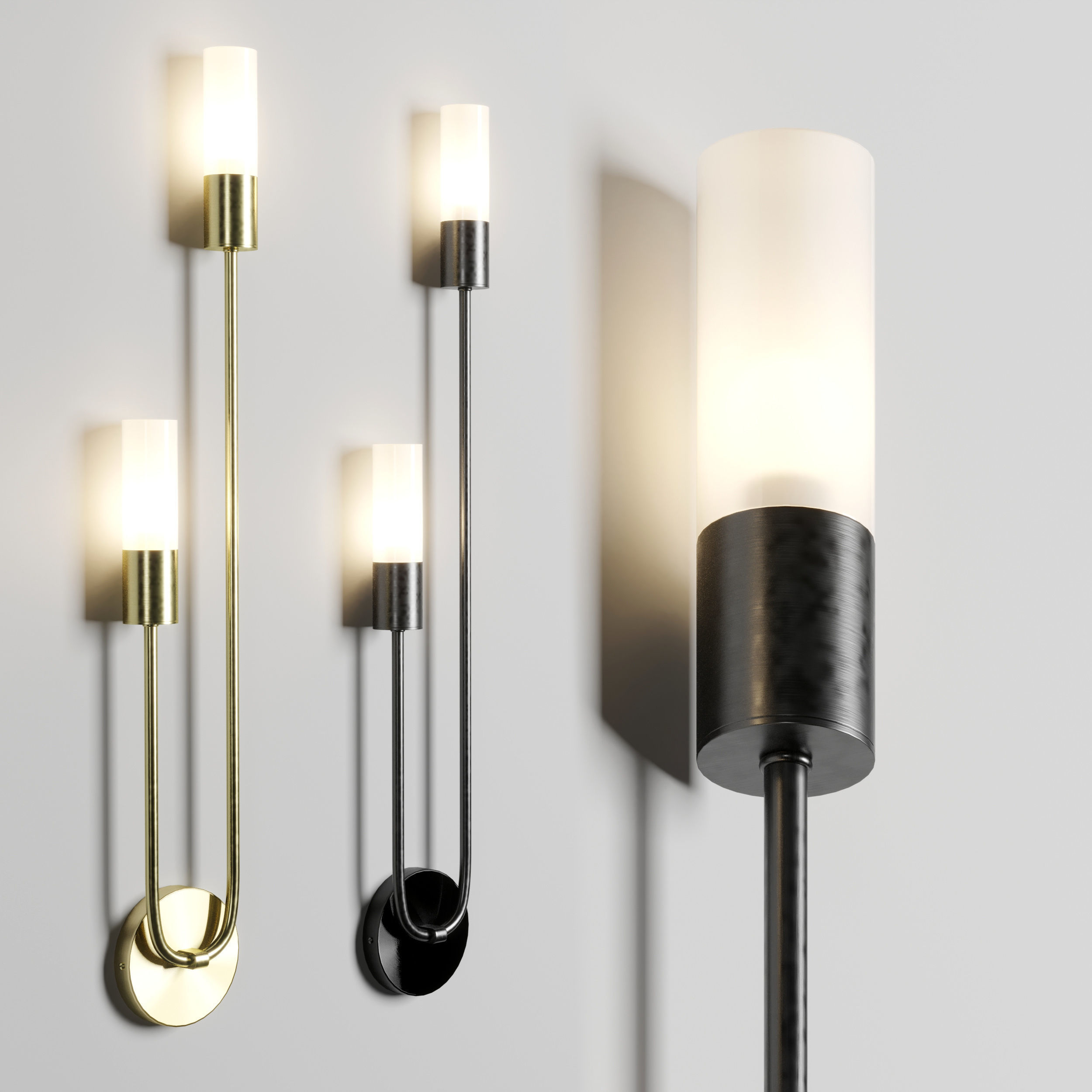 TSHOP Hot Sale LED Wall Lamp Nordic Brass Wall Lamp Bedroom Low-poly 3D model_4