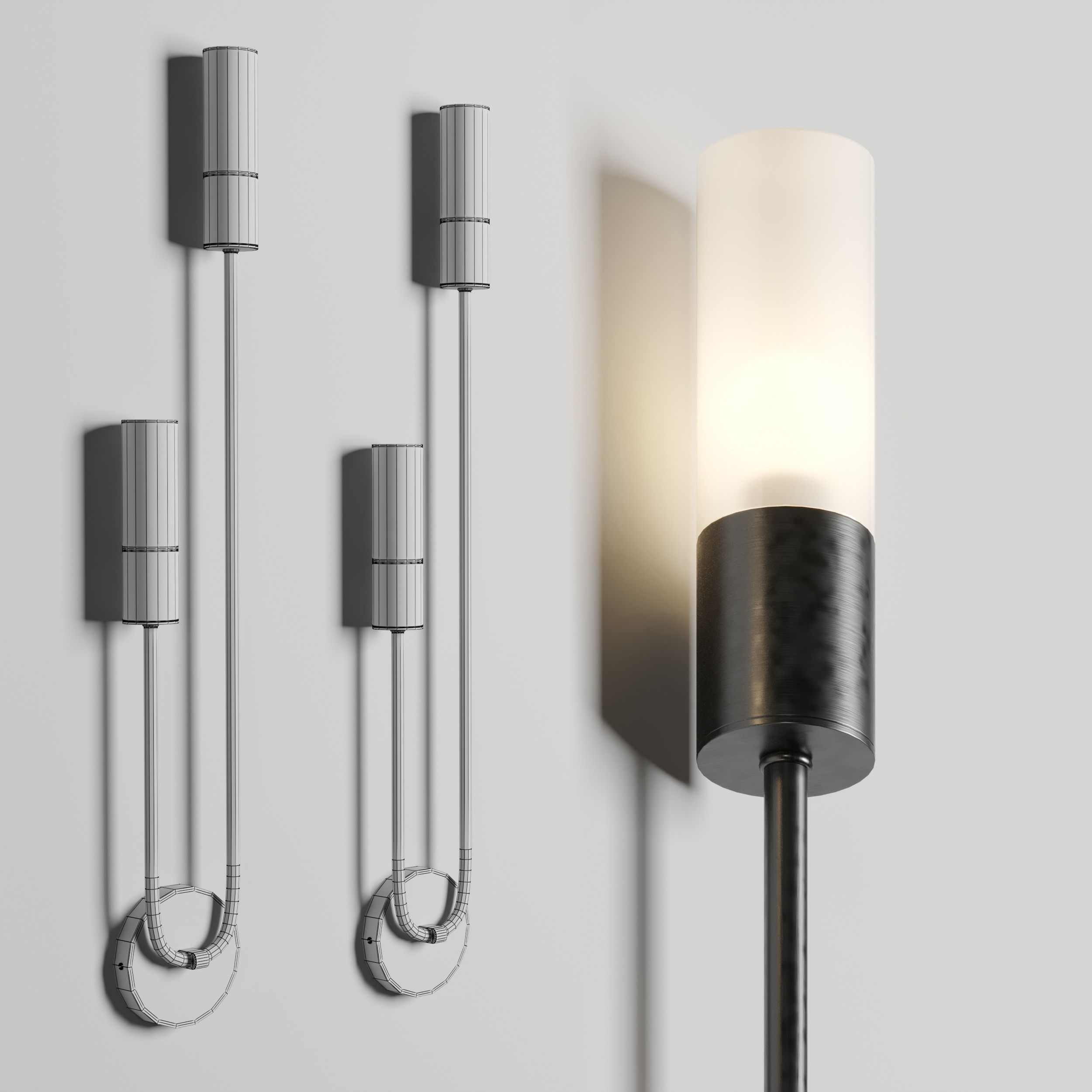 TSHOP Hot Sale LED Wall Lamp Nordic Brass Wall Lamp Bedroom Low-poly 3D model_3