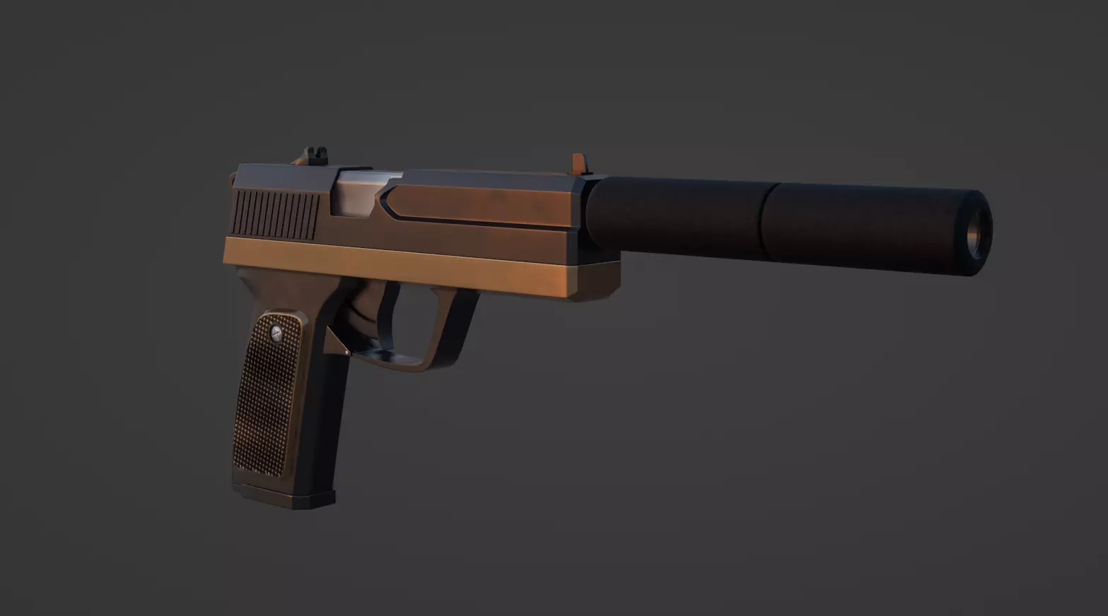 Animated pistol Free 3D model_0