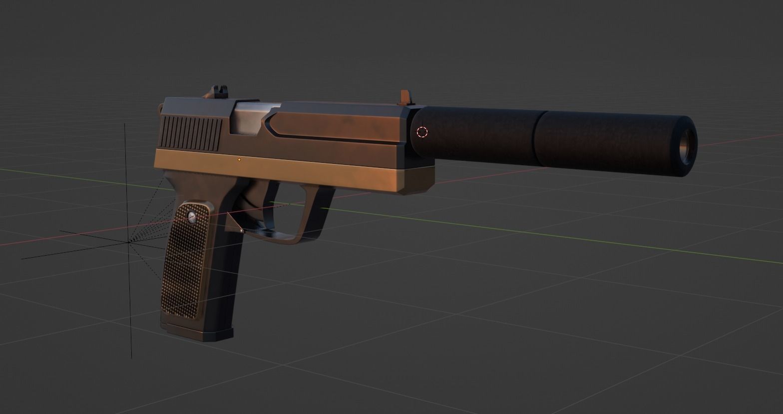 Animated pistol Free 3D model_2