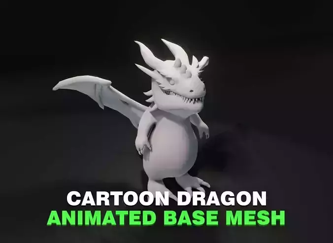 Cartoon Dragon Animated and Rigged Base Mesh 3D Model Low-poly 3D model