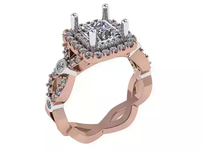 Square Halo Twisted Ring 1150 3D print model