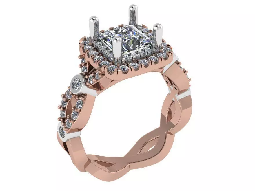 Square Halo Twisted Ring 1150 3D print model