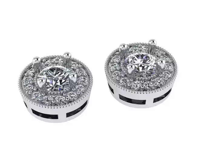 Round Halo Stud Earring 1152