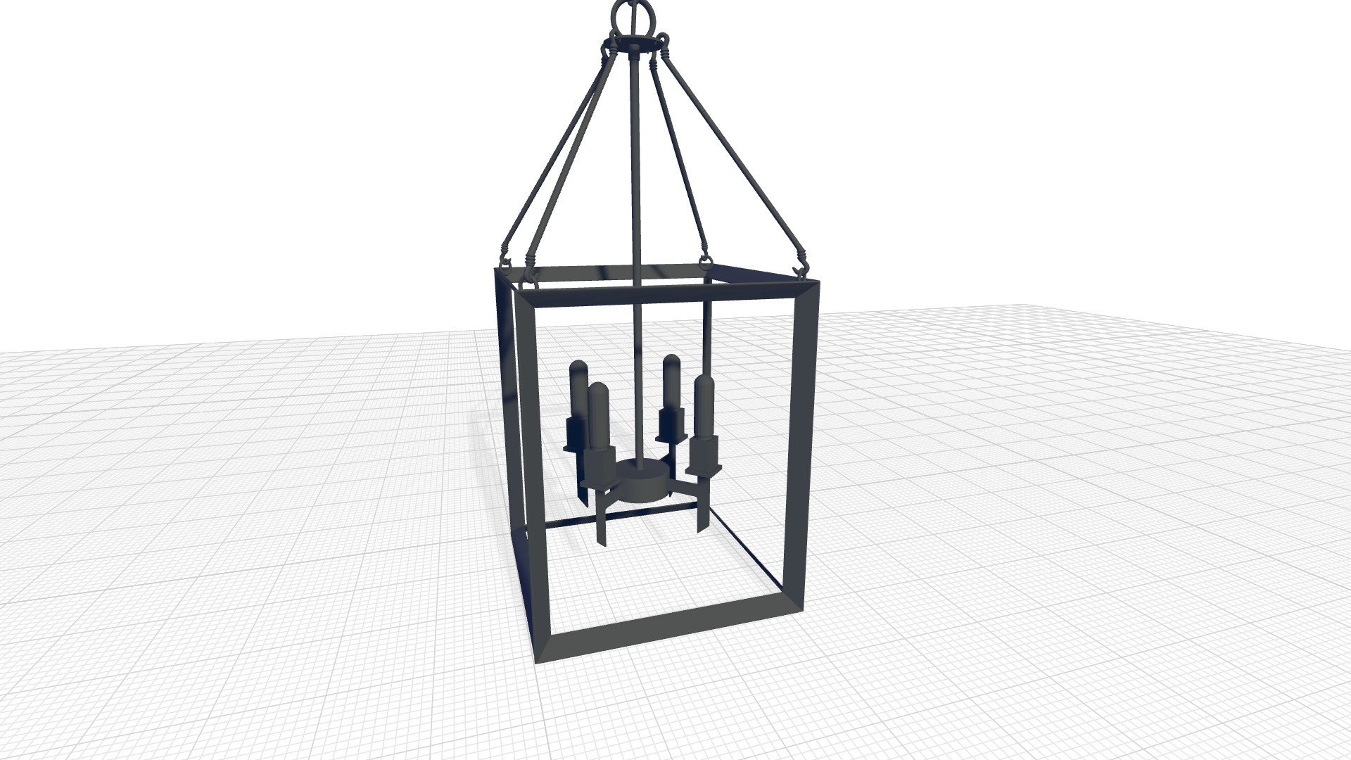 Haught Light Lantern Square Rectangle Chandelier 3D model_4