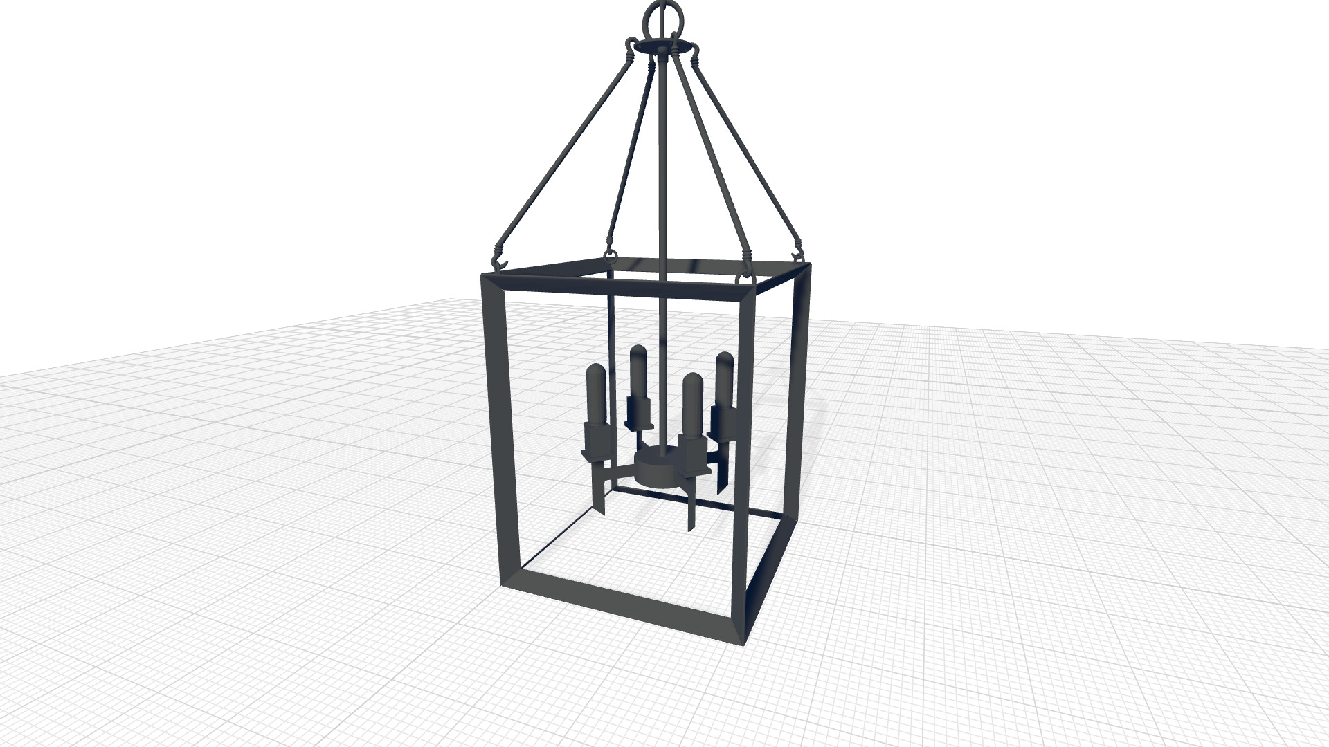 Haught Light Lantern Square Rectangle Chandelier 3D model_5