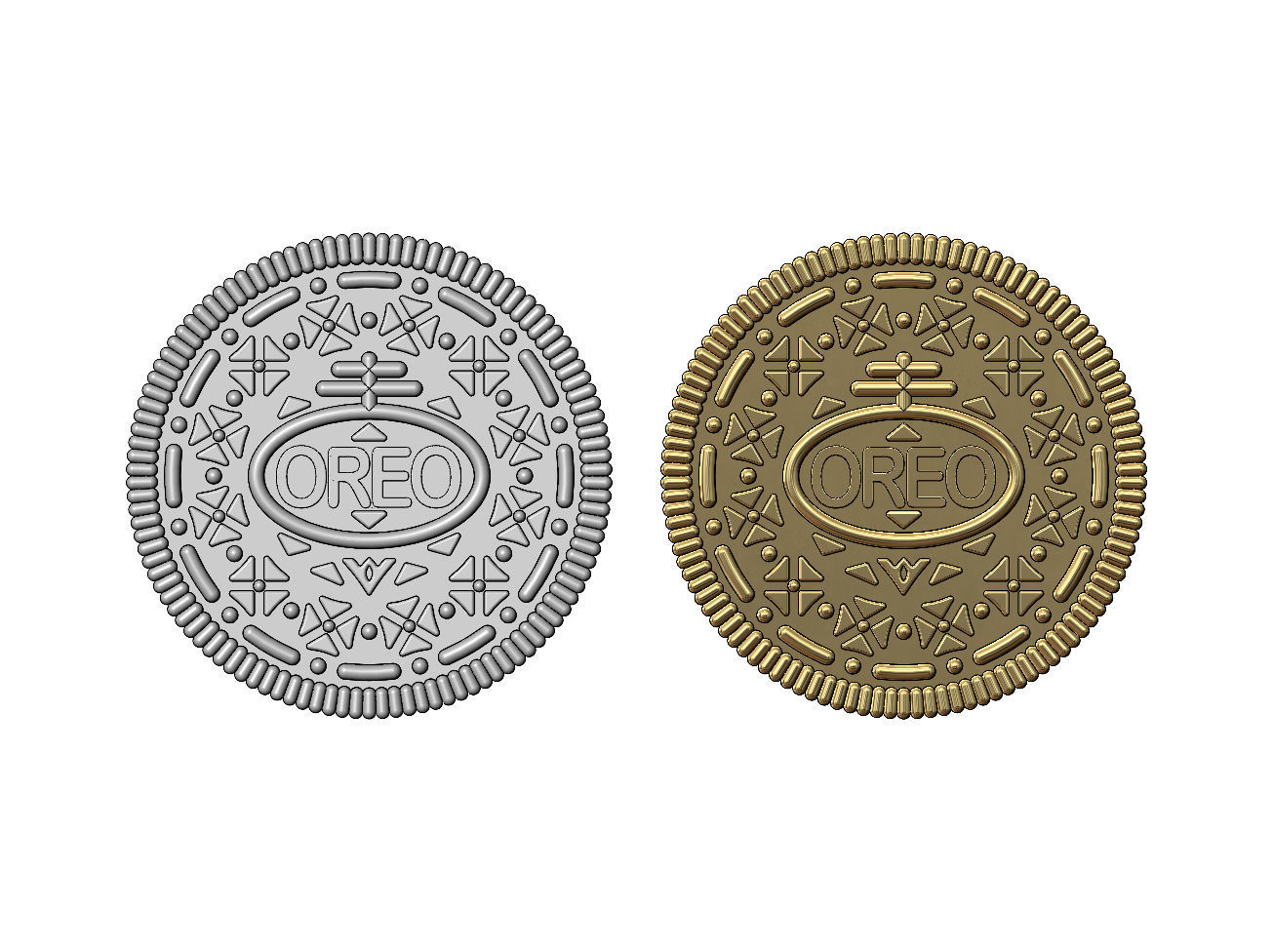 Oreo cookie rosette onlay relief 3D print model_2