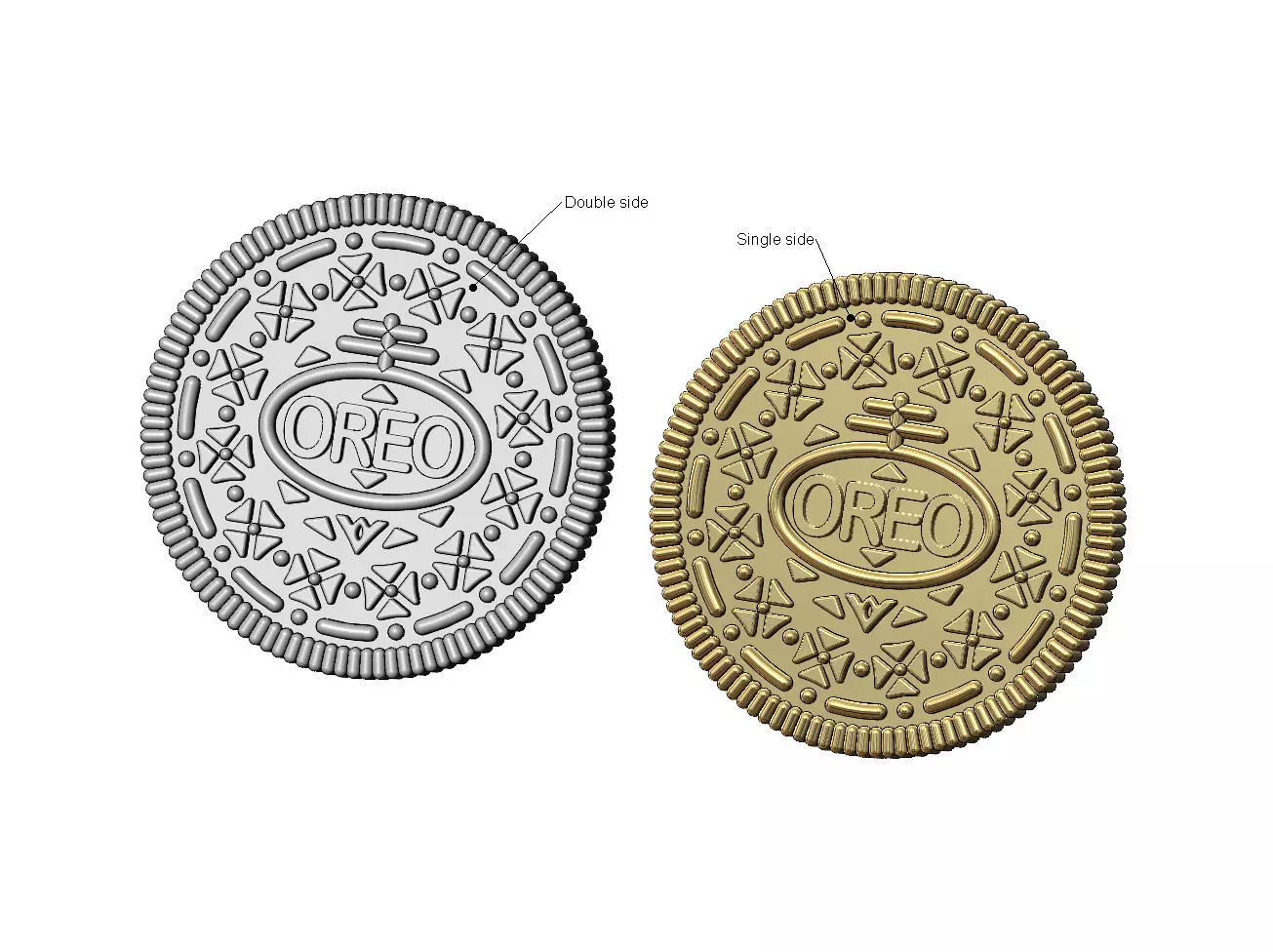 Oreo cookie rosette onlay relief 3D print model_0