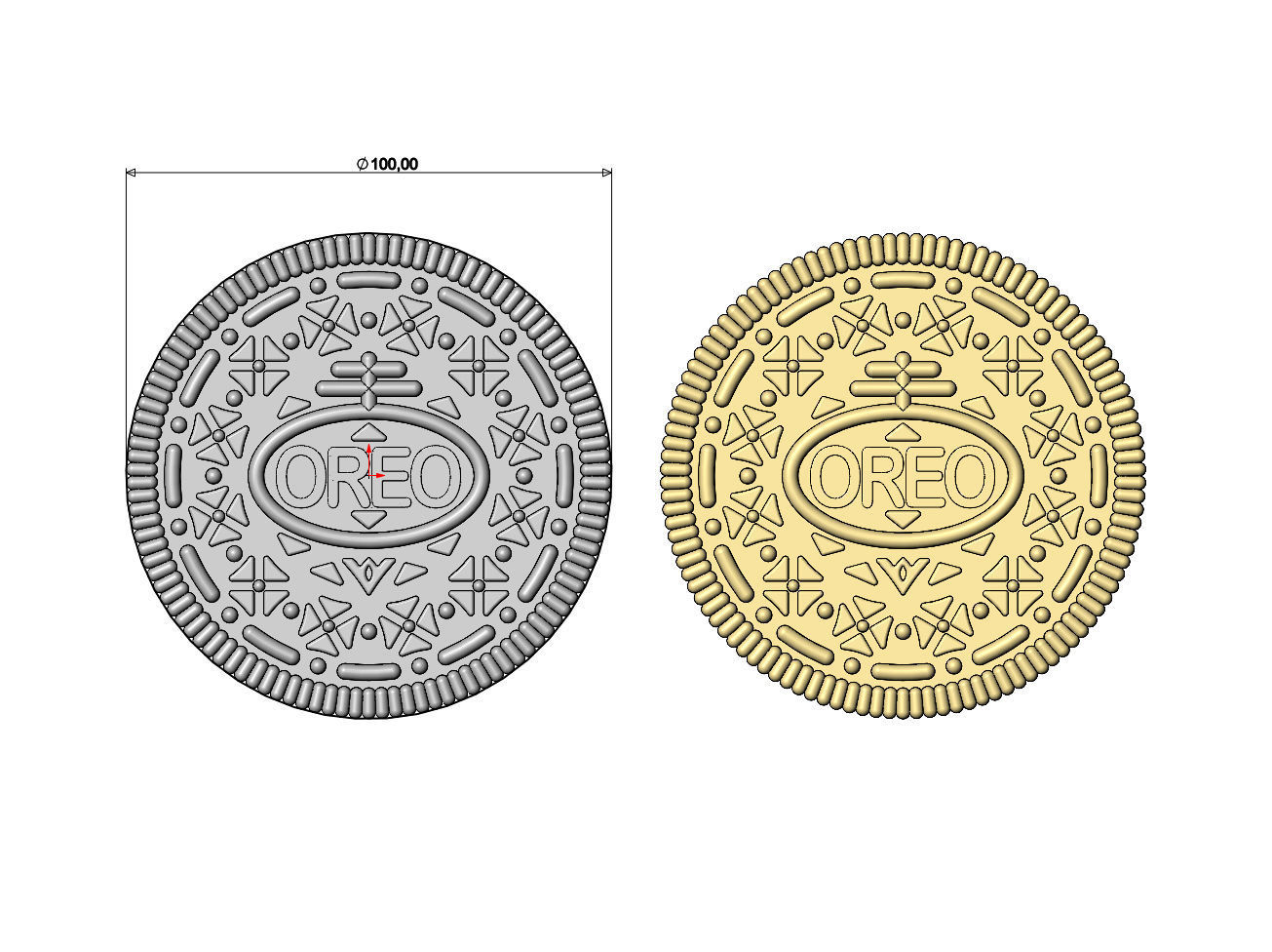 Oreo cookie rosette onlay relief 3D print model_4