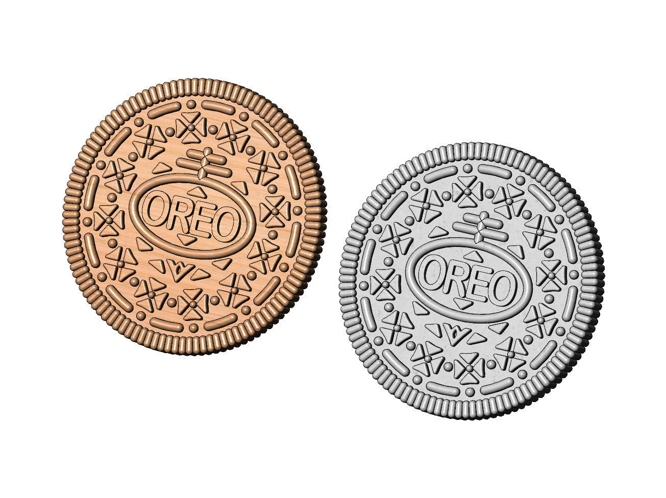 Oreo cookie rosette onlay relief 3D print model_9