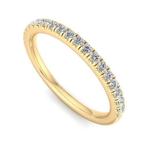 Half Eternity Yellow Gold Diamond Wedding Ring Micropave setting 3D print model