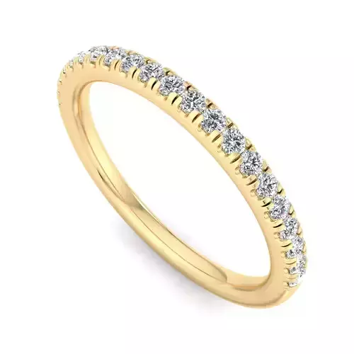 Half Eternity Yellow Gold Diamond Wedding Ring Micropave setting