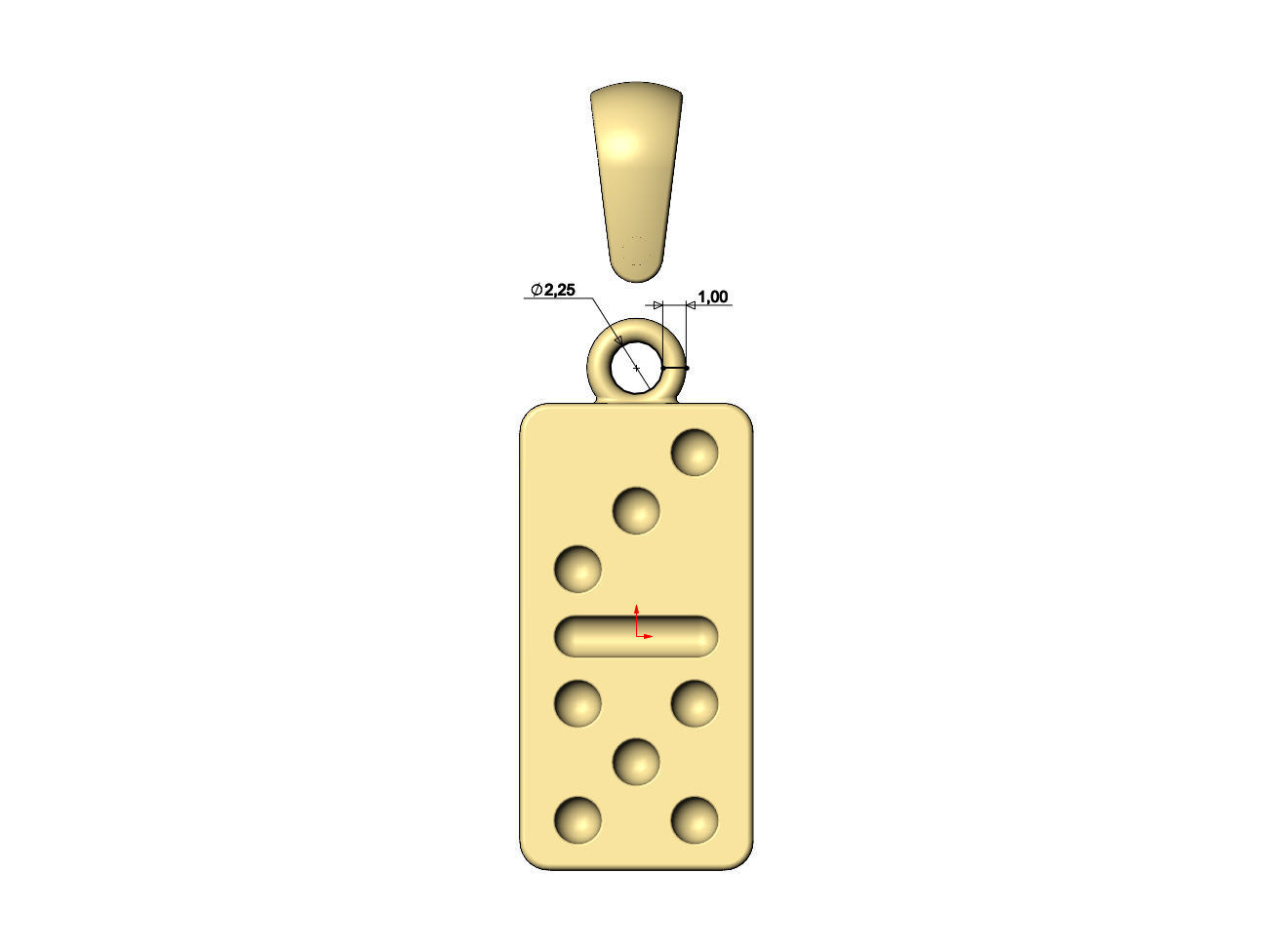 Domino pendant and charm 3D print model_6