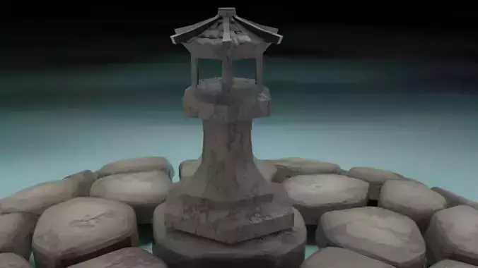 Ancient lantern in low poly