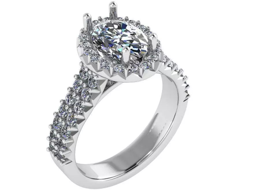 Oval Halo Ring 1176 3D print model