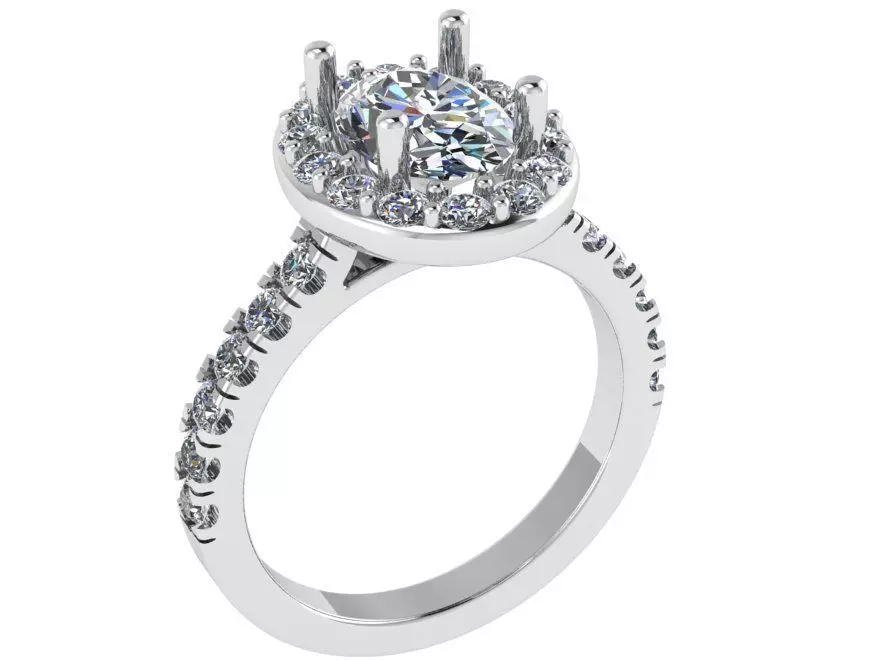 Oval Halo Ring 1191 3D print model